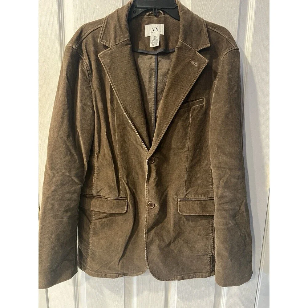 Armani Exchange A|X Corduroy Sport Coat Blazer Casual Jacket Medium Camel Brown